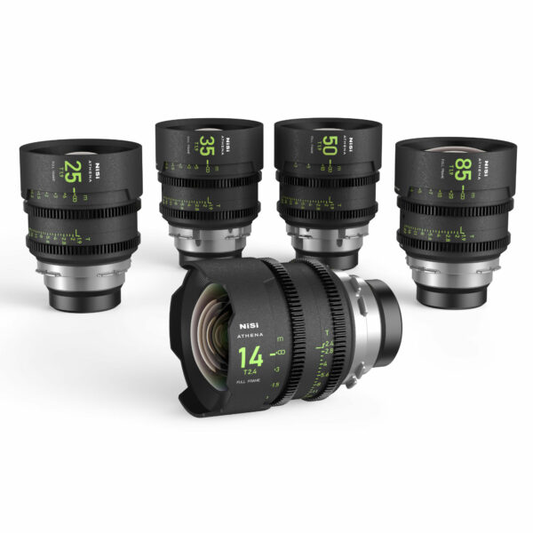 NiSi ATHENA PRIME Full Frame Cinema Lens Kit with 5 Lenses 14mm T2.4, 25mm T1.9, 35mm T1.9, 50mm T1.9, 85mm T1.9 + Hard Case (PL Mount)