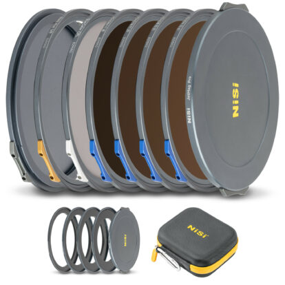 NiSi JetMag Pro Cinema Kit 82MAG Magnetic Filter Kit (FS ND 2 Stop, FS ND 3 Stop, FS ND 4 Stop, FS ND 6 Stop, TC CPL, Black Mist 1/8, 67mm/72mm/77mm/82mm Adaptors, Two Front Caps, Back Cap, Caddy Pouch)