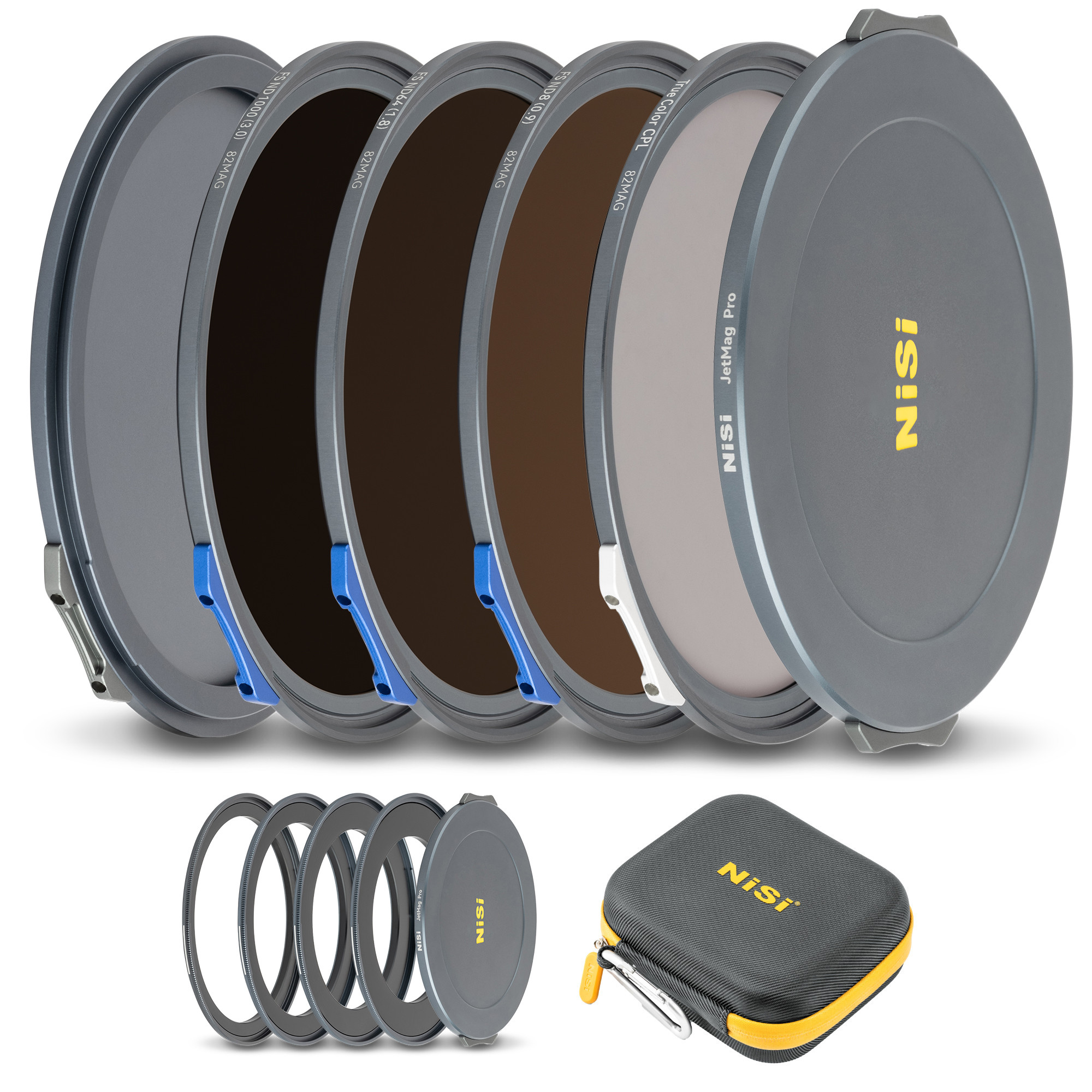 Landscape-ND-Kit-1.jpg NiSi JetMag Pro Landscape ND Kit 82MAG Magnetic Filter Kit (FS ND 3 Stop, FS ND 6 Stop, FS ND 10 Stop, TC CPL, 67mm/72mm/77mm/82mm Adaptors, Two Front Caps, Back Cap, Caddy Pouch)